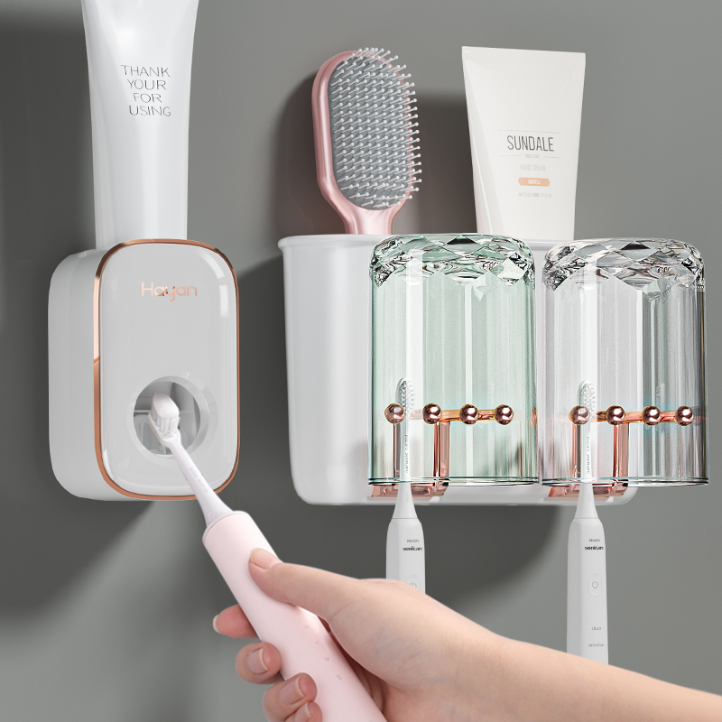 Automatic Squeeze Toothpaste Thever Wall-mounted wall-free toothbrush holder 2023 new toothbrush shelving toothpaste squeezer-Taobao