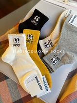 (More than five pairs) Korean spot spring new womens socks ops personalized eye mid-tube waist cotton socks