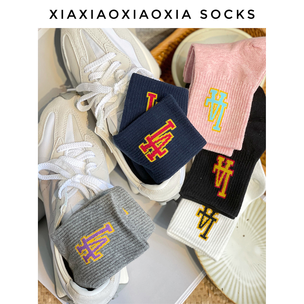 (Full five pairs)South Korea imported women's socks girdle socks mouth student socks LA middle tube sports socks