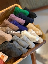 (More than five pairs) Korean HIT SOCKS solid color womens cotton socks threaded versatile mid-calf pile socks autumn and winter