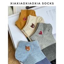 (More than five pairs) Korean imported mens new summer low-cut socks with wide strips and simple cotton socks