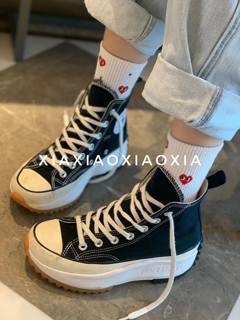 (Full five pairs)Korea Dongdaemun imported kikiya cartoon love eyes women's socks threaded socks