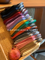 (More than five pairs) Korean imported cotton socks womens socks solid color new wool winter warm mid-calf socks