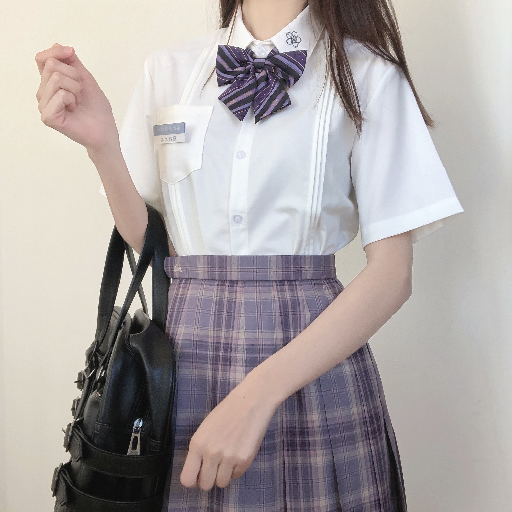 Hangcherry high Sakura high Sakura early in the month of original JK uniform embroidered female short sleeve white shirt summer style
