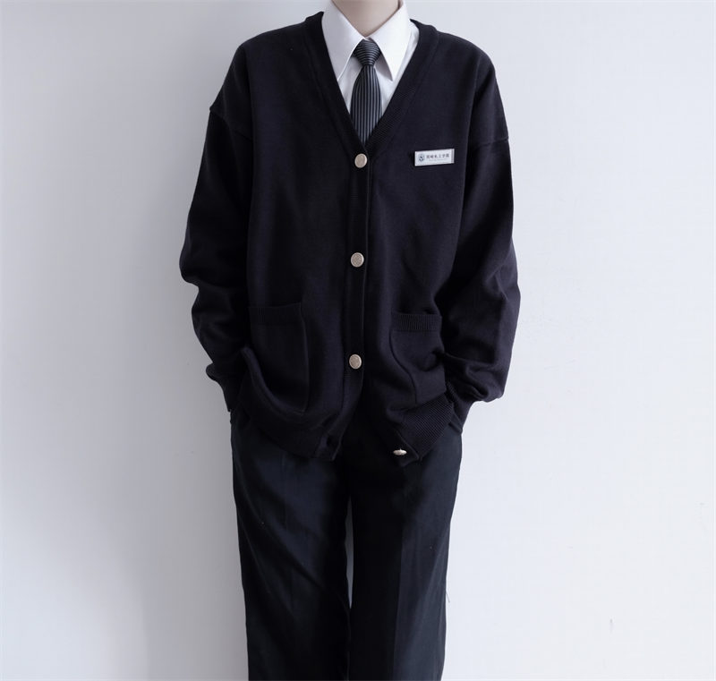 【Stylish】Jkdk Uniform Unisex Original Cardigan Jacket Gray Basic Solid Color Loose Long-Sleeve Knit Sweater