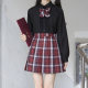 JK uniform Japanese basic long-sleeved accordion pleats black and white pointed collar shirt female