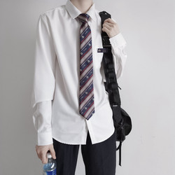 Original dk uniform Japanese basic daily men's long-sleeved shirt black and white pointed collar casual top