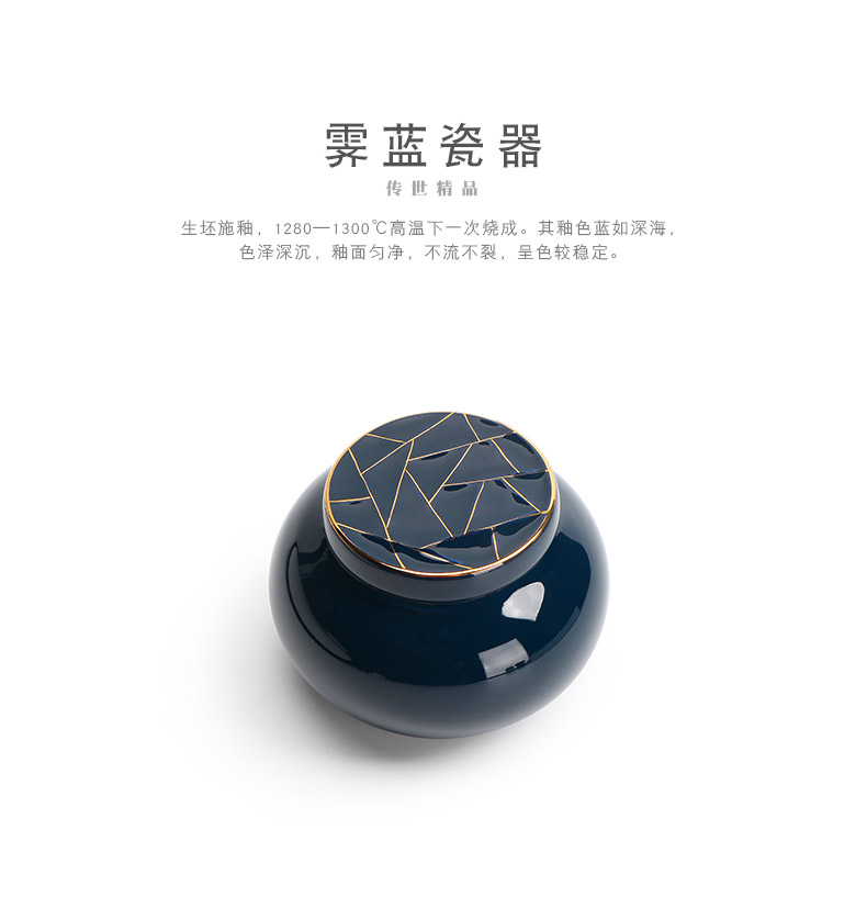 [proprietary] Mr Ji nan shan blue circular caddy fixings ceramic kung fu tea set with parts sealed as cans