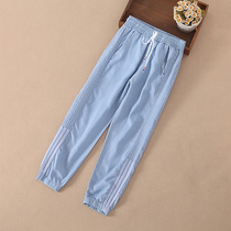 Girls' pants in summer 2022 Poppy jeans Children's casual pants Summer anti-mosquito pants nine pants