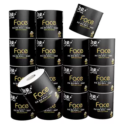 Jierou black face roll toilet paper 16 rolls 200g toilet paper affordable toilet paper household full box household clean spear Jierou