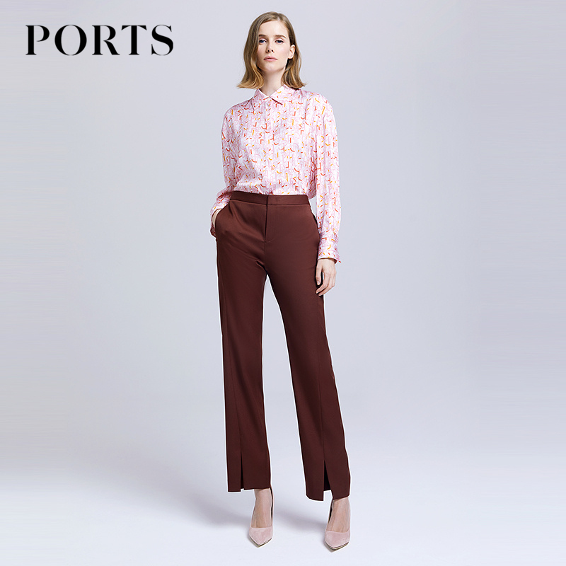Ports Outlets Women's Summer Elegant High-End Retro Fashion Slit Mid-Calf Casual Pants for Women