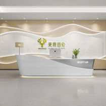 Brief Modern Beauty Salon Stainless Steel Cashier Desk Arc Bar Counter Clothing Wedding Dress Company Baking Varnish Reception Receptionist