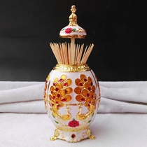 High-grade European toothpick cylinder manual automatic toothpick box fashion creative toothpick seat home accessories