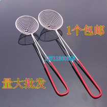 Red handle stainless steel pearl milk tea colander pearl powder round Spoon hot pot spoon transit photoelectric probe soup