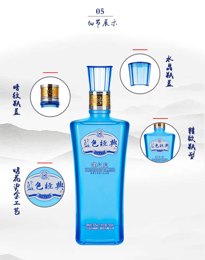 洋河 蓝色经典 邃之蓝 42度 绵柔型白酒 500ml*6瓶 图5