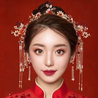Xiuhe bridal headdress chinese style simple and grand style