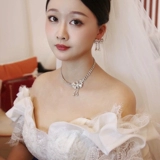 Свадебное платье, ожерелье и серьги, аксессуар, корейская цепочка до ключиц, изысканный стиль