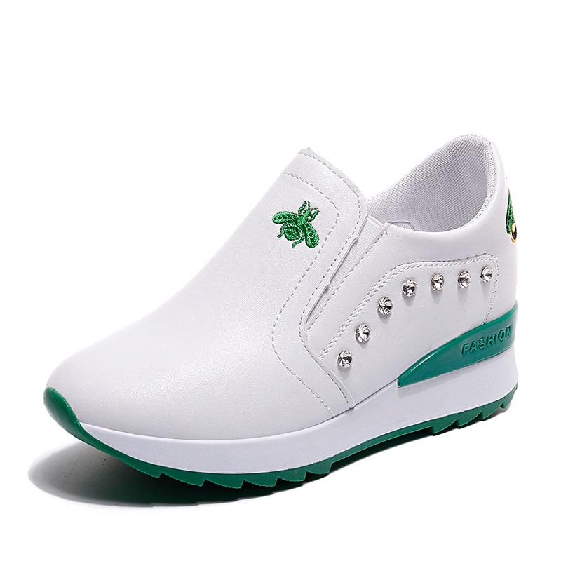 GreenKorean version Versatile chic Internal elevation Women's Shoes 2021 Spring and Autumn new pattern Side zipper non-slip Casual shoes motion shoes