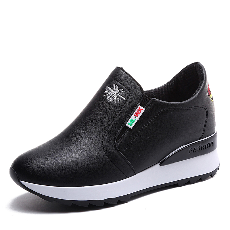 Black & [A06 Bee]Korean version Versatile chic Internal elevation Women's Shoes 2021 Spring and Autumn new pattern Side zipper non-slip Casual shoes motion shoes