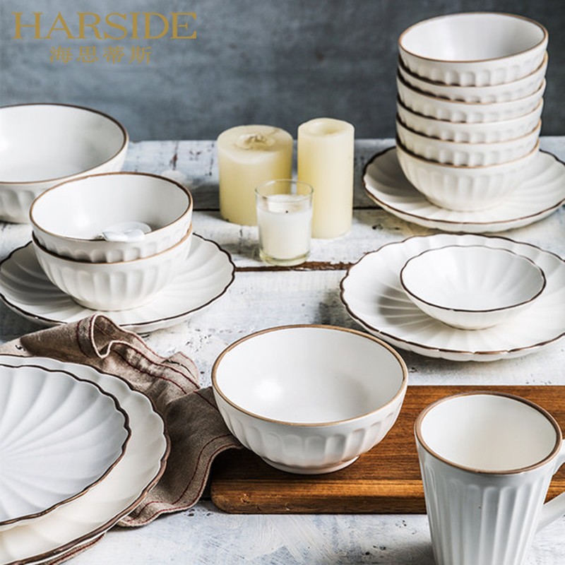 HARSIDE American-style European and American ceramic bowls and plates home net red tableware combination creative bowls and chopsticks bowls and dishes set