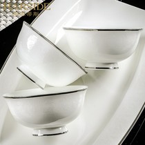 HARSIDE European style 60 pieces of bone china tableware dishes set home high-grade minimalist bowl chopsticks Chopsticks combination silver autumn
