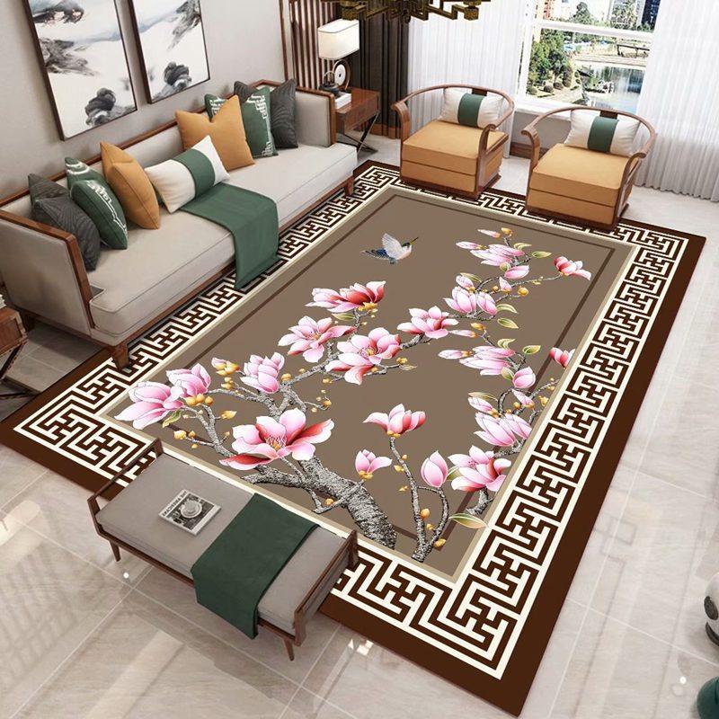 Middle Country Wind Carpet New Chinese Style Living Room Tea Table Sofa Carpet Vintage Vintage Vintage Vintage Style Tea Room Bedroom Bed Front Blanket