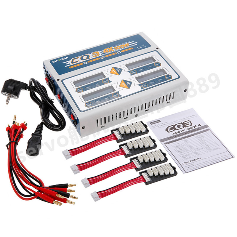 Ev-Peak 1-6S 4X100W Built-In Power Supply Four-Way Independent Output Cq3 High-Power Balanced Charger