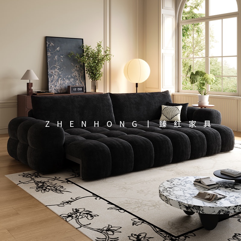 French Retro Puff Marshmallow Zero-Gravity Smart Electric Sofa Bed Multifunctional Chenille Fabric Sofa
