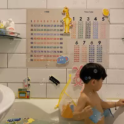 ins Korea with the same waterproof PP multiplication formula 1-100 digital cognitive card wall chart Early education parent-child learning bathroom