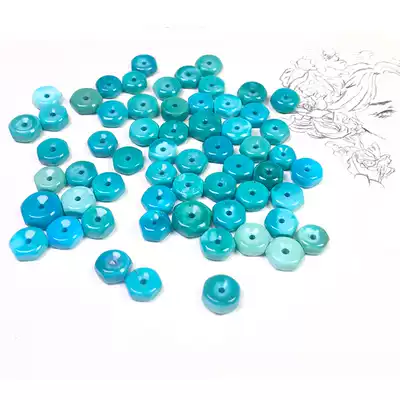 Hubei Shiyan natural ore high porcelain turquoise loose beads round beads with beads Hand string hexagonal beads bracelet pendant accessories