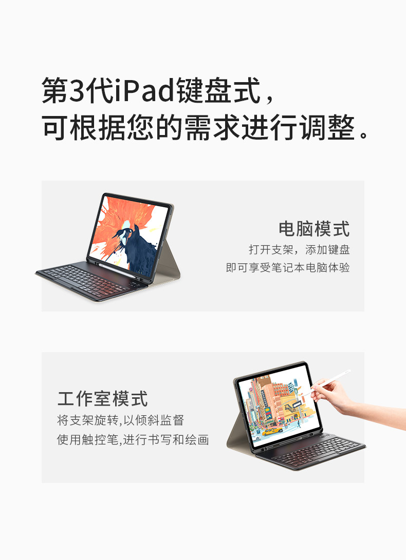 贝赛菲 超薄蓝牙键盘保护套 适合9.7/11/12.9寸iPad 续航150小时 图4