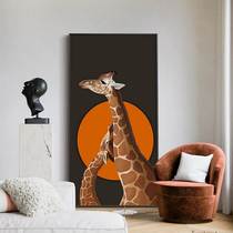 Modern simple porch decorative painting corridor aisle mural vertical version High-grade light luxury hanging painting living room wall painting giraffe