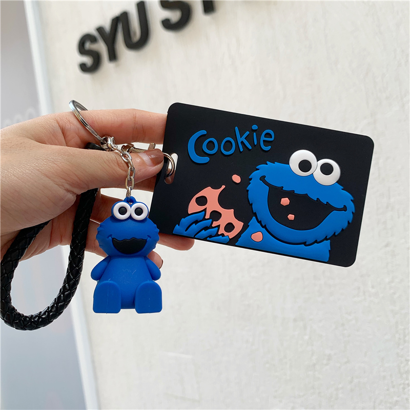 Sesame Street Bus Cutting Sleeve Key Button Girl Student Cute Subway Campus Card Dining Card Lovers Cartoon Protective Sleeves