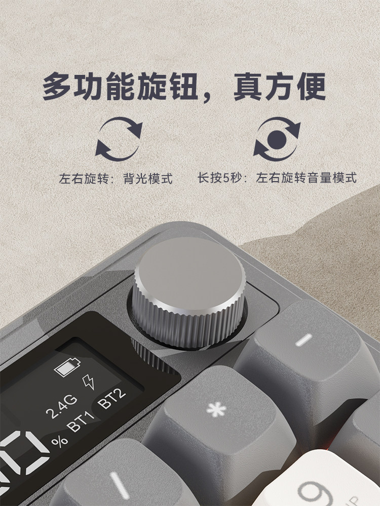 Three-Mode Wireless Bluetooth Keyboard and Mouse Set for Computer, Office, Gaming, Silent Keyboard and Mouse DIY with Screen Display