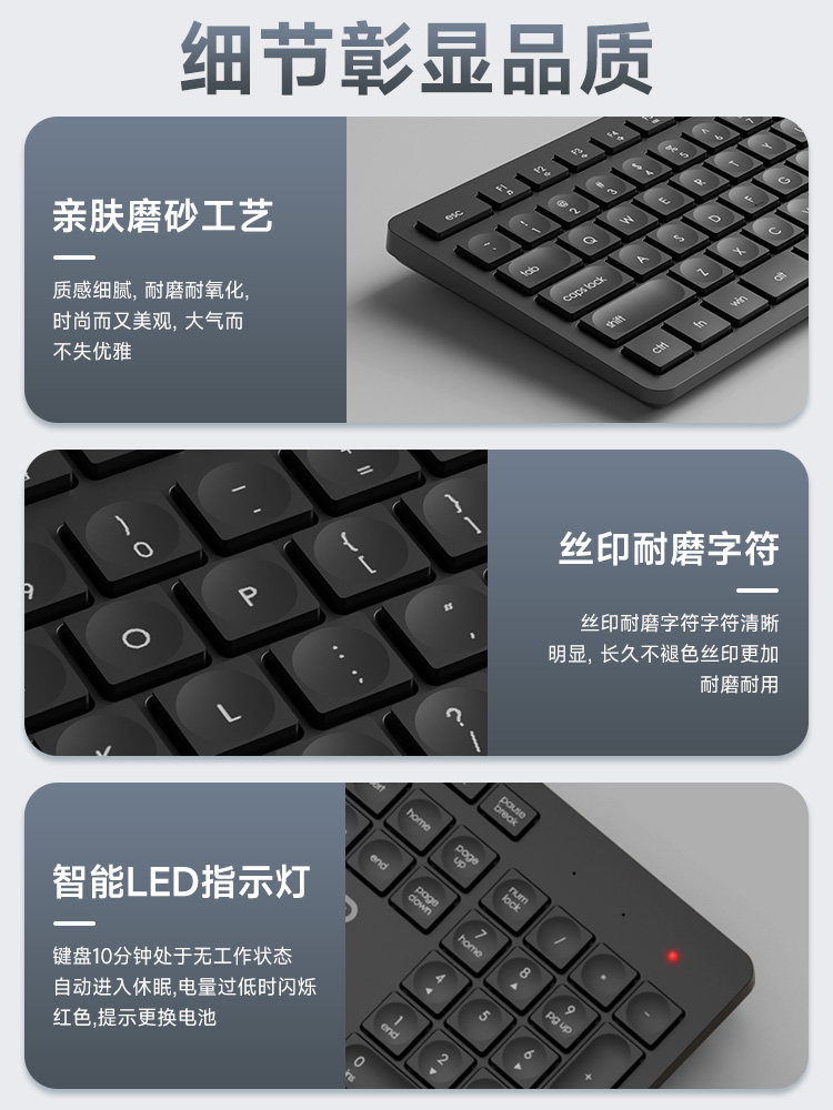 Wireless Keyboard and Mouse Set for Laptops and Desktops, Universal External Silent Office Silent Keyboard and Mouse