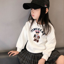 2021 girls sweater spring thin autumn and winter plus velvet bear children's clothing coat cotton boy coat loose Korean version