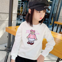 2021 spring and autumn bear girl's vests plus thin velvet jacket children's clothing baby jacket Korean version of bottoming shirt hat-free white