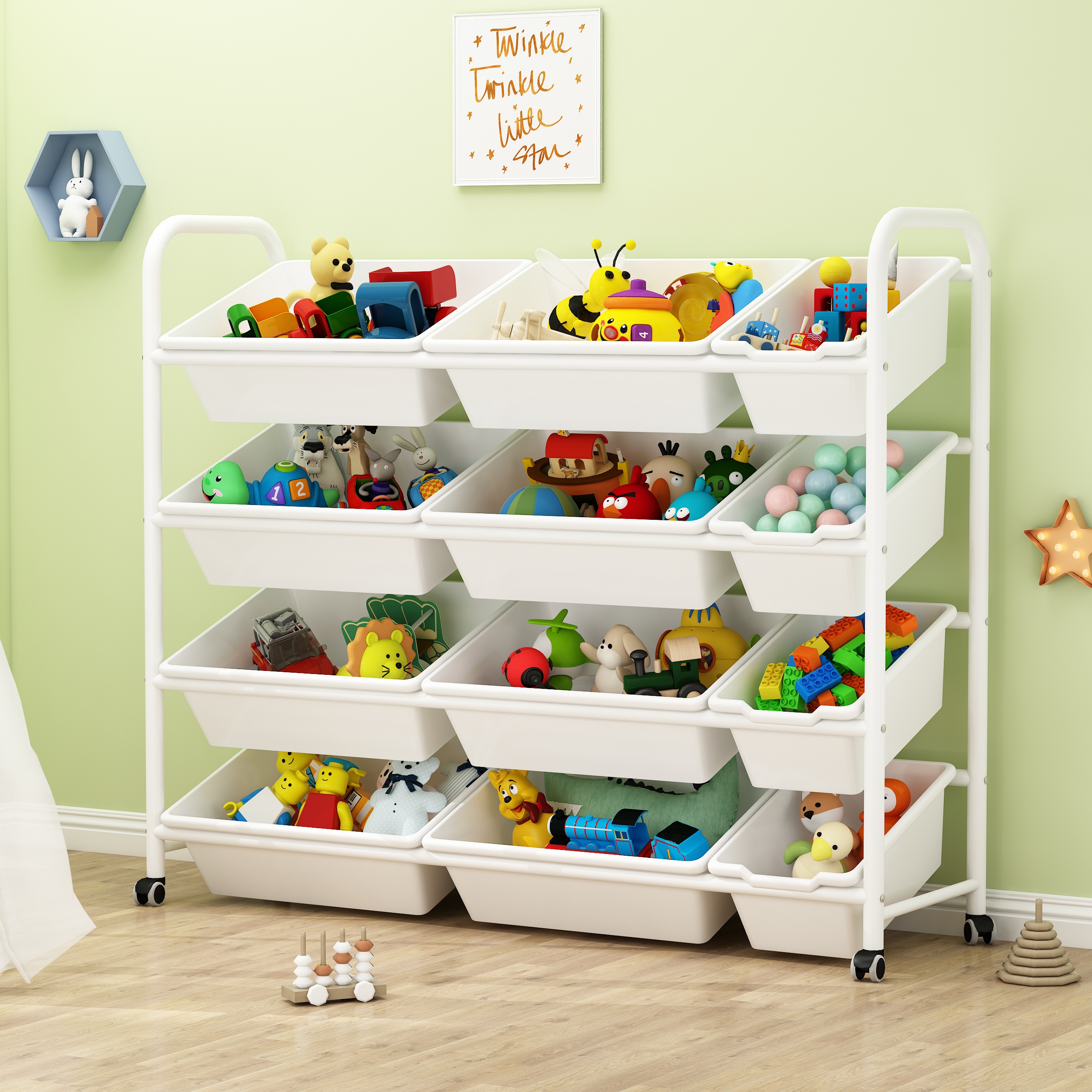 Children's toy storage rack Baby bookshelf Picture book rack Toy shelf shelf Multi-layer finishing rack storage cabinet