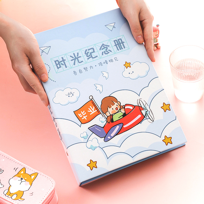 Graduation Commemorative Album Elementary School Students 6th Grade Graduation Commemorative Album Creative Personality Girls Han Edition Net Red Loose-leaf Book Small Fairy Fresh Cute Cartoon Girl Hearts Message Album Early School Students Address Book