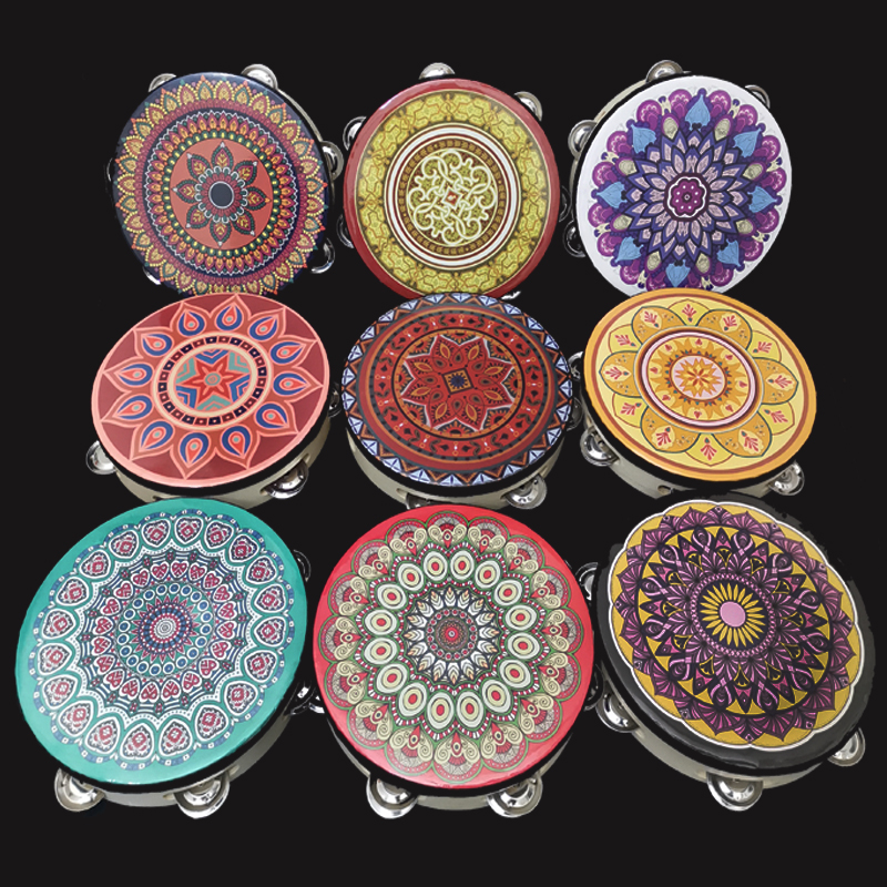 Olfe musical instrument Children's small bell drum Xinjiang Uygur ethnic dance test class hand drum flying sky dance props up to Lingdrum-Taobao