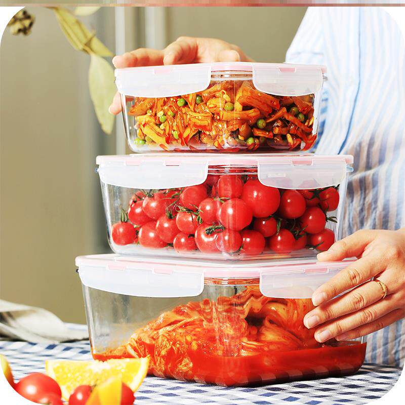 Lided kimchi box spicy cabbage Korean school leftovers crisper small square refrigerated box office glass