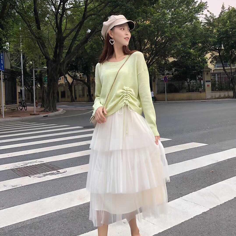 Ice lụa knitsweater mùa xuân của phụ nữ năm 2020 bên ngoài mới mặc áo len mỏng rỗng loose-fitting áo bên kéo top rope nữ