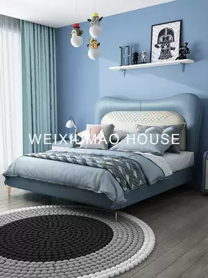 Leather children's room 1 2 meters creative soft bed Nordic simple boys and girls 1 5 meters 1 35 single bed
