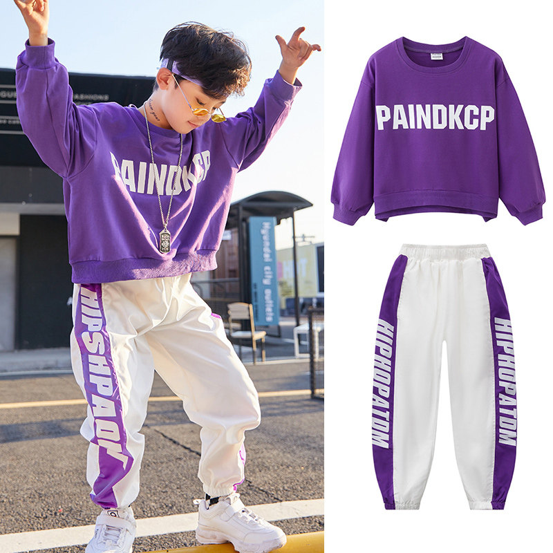 Children's drum performance costumes in the big children's tide autumn clothes boys handsome suits boys hip-hop trend hip-hop clothing
