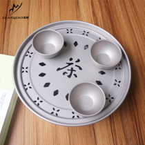 Luanqiao pure titanium new Chinese tea tray retro style leachate tea tray single layer thickened water storage outdoor portable tea set