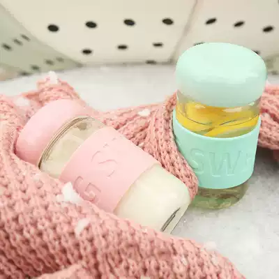 Cartoon portable glass transparent accompanying cup creative household cup Cute student water cup