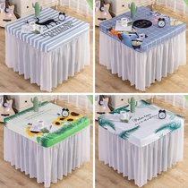 Fire stove cover electric stove cover heating electric stove tablecloth cover cover mahjong machine cover chiffon long square coffee table cover