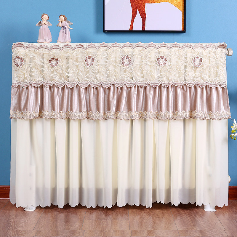 Radiator cover landscaping decoration dust cover anti-smoke black wall lace shade curtain home new and old-fashioned fabric radiator