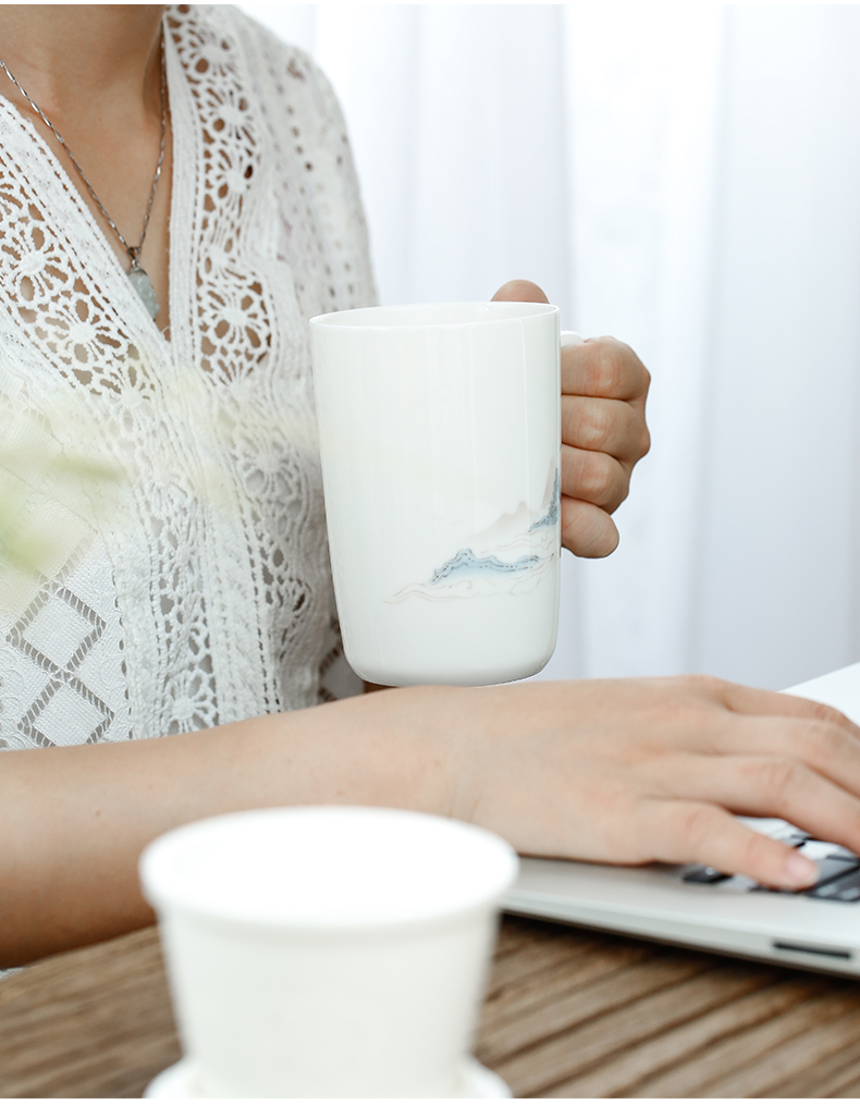 Shed thousands of jiangshan tang dehua white porcelain ceramic filter cups with cover separate the office tea tea cups