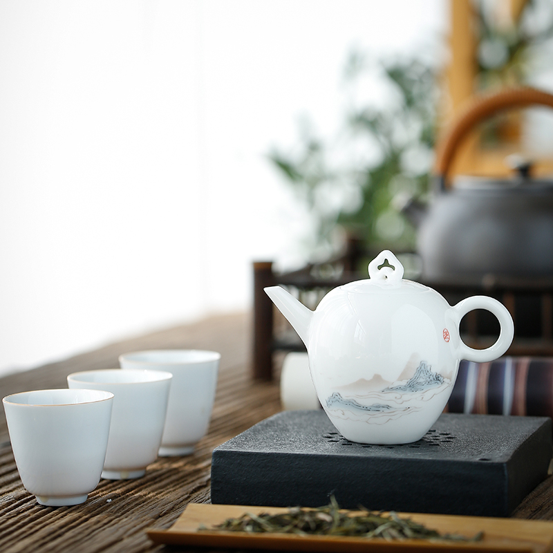 Don difference up nine colored deer white porcelain teapot filter manually teapot jade porcelain household kung fu tea set ceramic single pot small pot